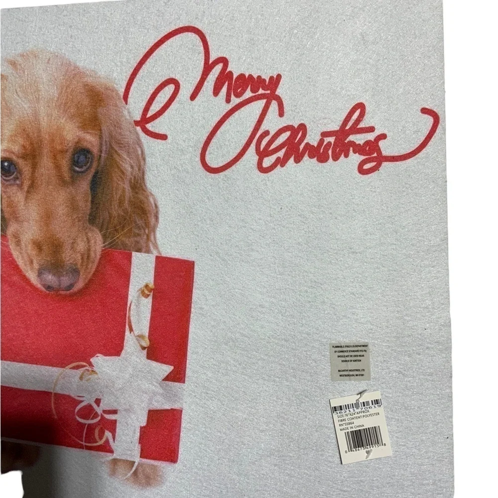 Holiday Doormat Puppy Dog Christmas Decor Rectangle 16 X 24 In Multicolor